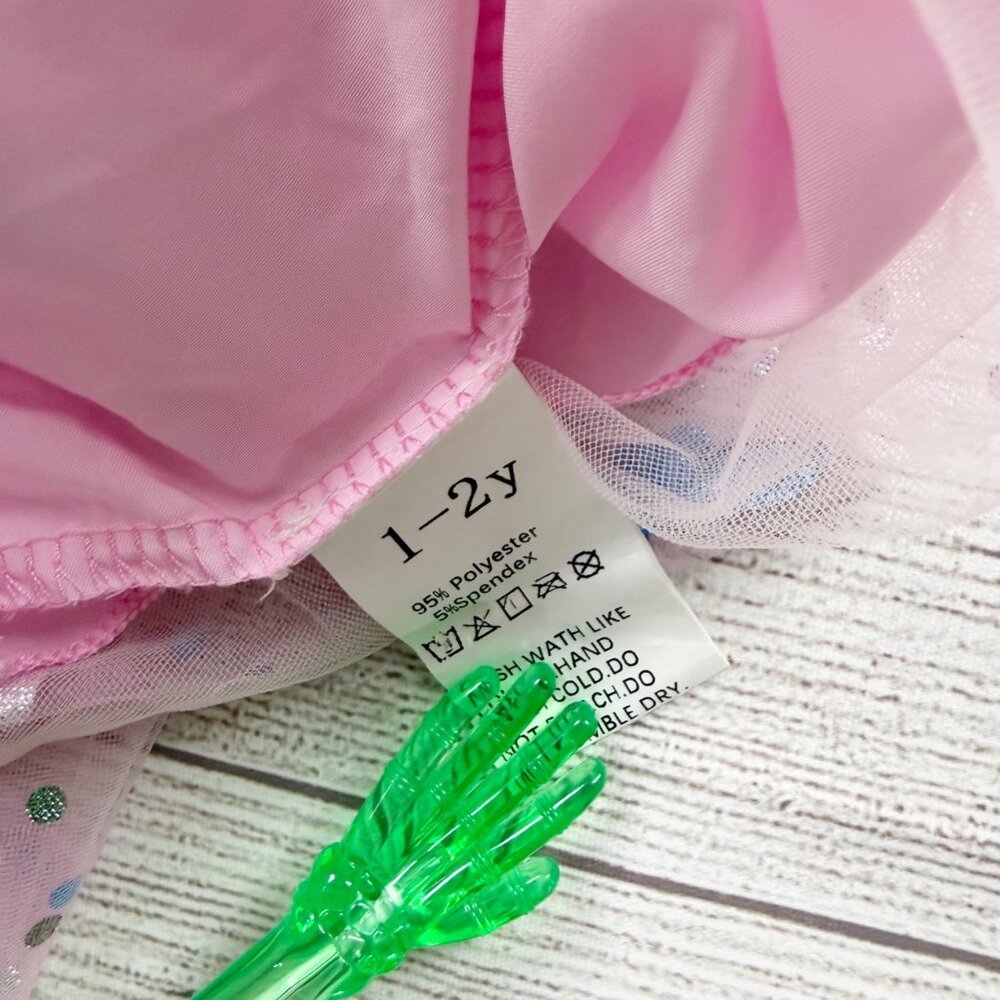 Stitch Toddler Girl Pink Butterfly Tulle Dress Flutter Sleeve Party Dress 1-2y - Picture 2 of 3